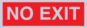 NO EXIT red background